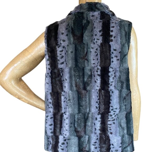 Cejon Faux Fur Vest Animal Print Gray & Black XL #311K - Picture 4 of 9